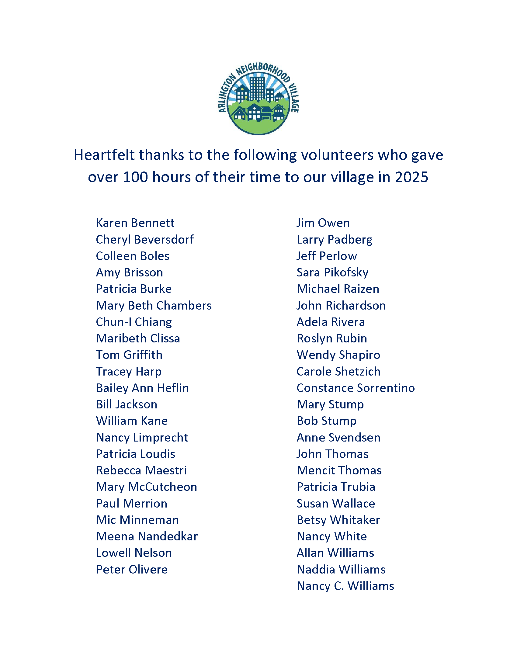 Volunteer Appreciation 2025